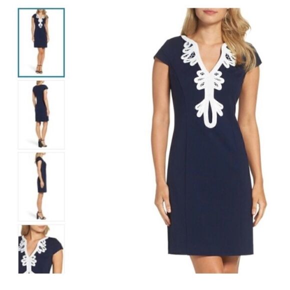 Eliza J Embroidered Pink Sheath Dress 12P - Picture 2 of 6